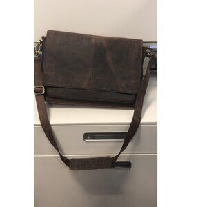 17" Computer Leather Messenger Bag For Men And Women - Wood